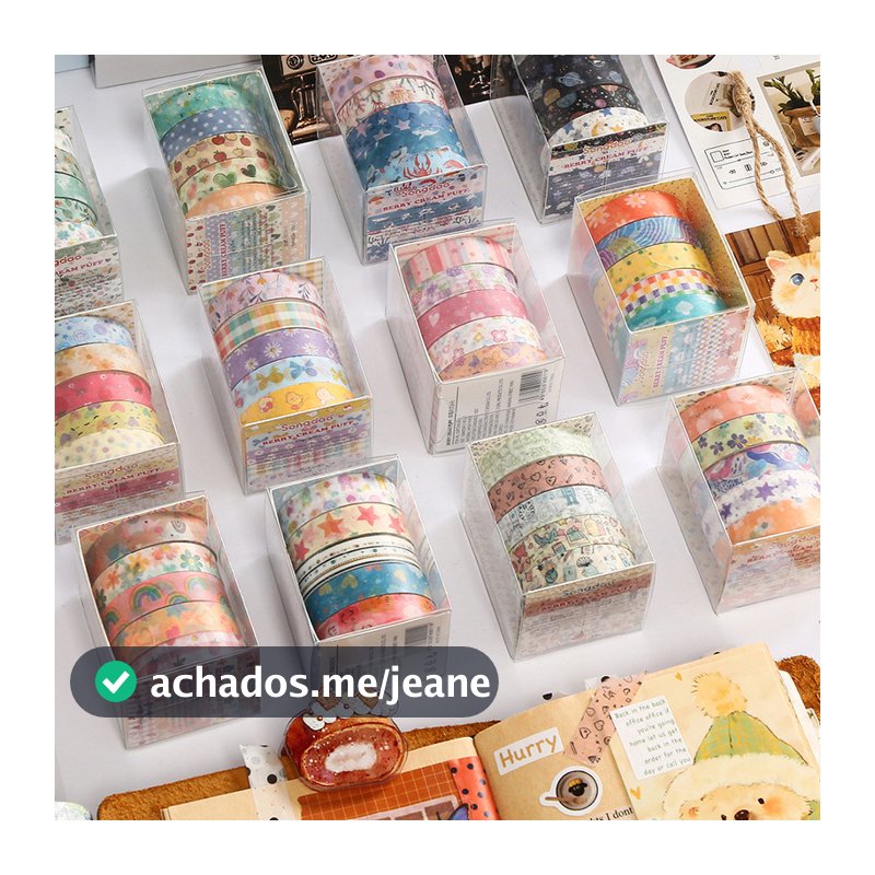 5 Rolos Coloridos Berry Creme Puff Série Washi Fita Adesivos Decorativos DIY Material Fitas De Máscara