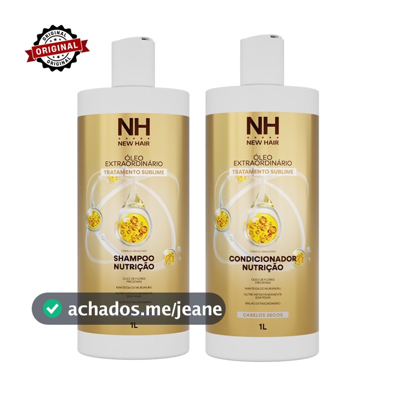 Kit 2 Itens Capilar Óleo Extraordinário NEW HAIR Profissional 1L Salão Shampoo e Condicionador