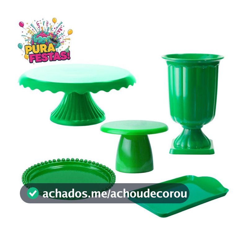 1 Boleira Cake Renda 22 , 1 Vaso Grego, 1 Redonda Perolada, 1 Bandeja 20x13, 1 Mini Slim - Diversas Cores