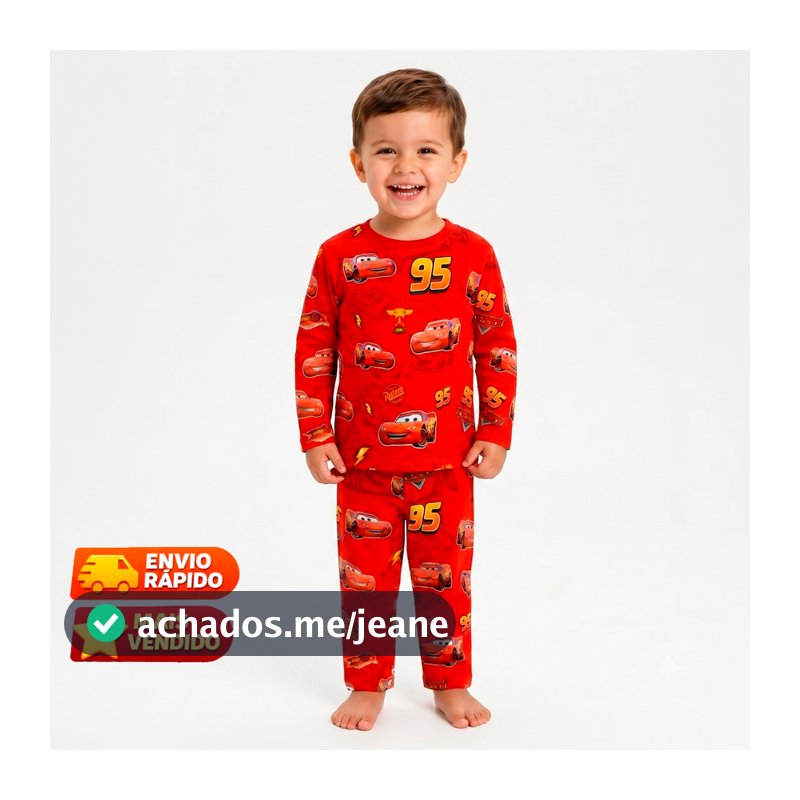 Pijama Carros Mcqueen infantil Manga Longa e Curta Personagem 1 a 8 anos | ENVIO IMEDIATO