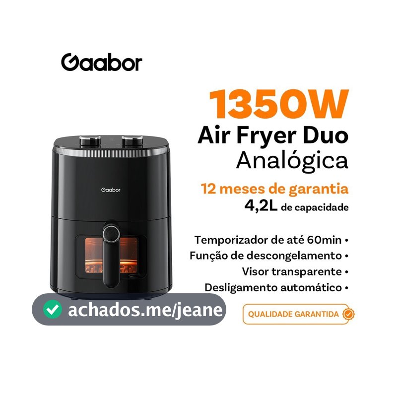 Gaabor Fritadeira Eletrica 220V 4,2L Sem Oleo Duplo Botao Janela Visor Grande AF45M02A