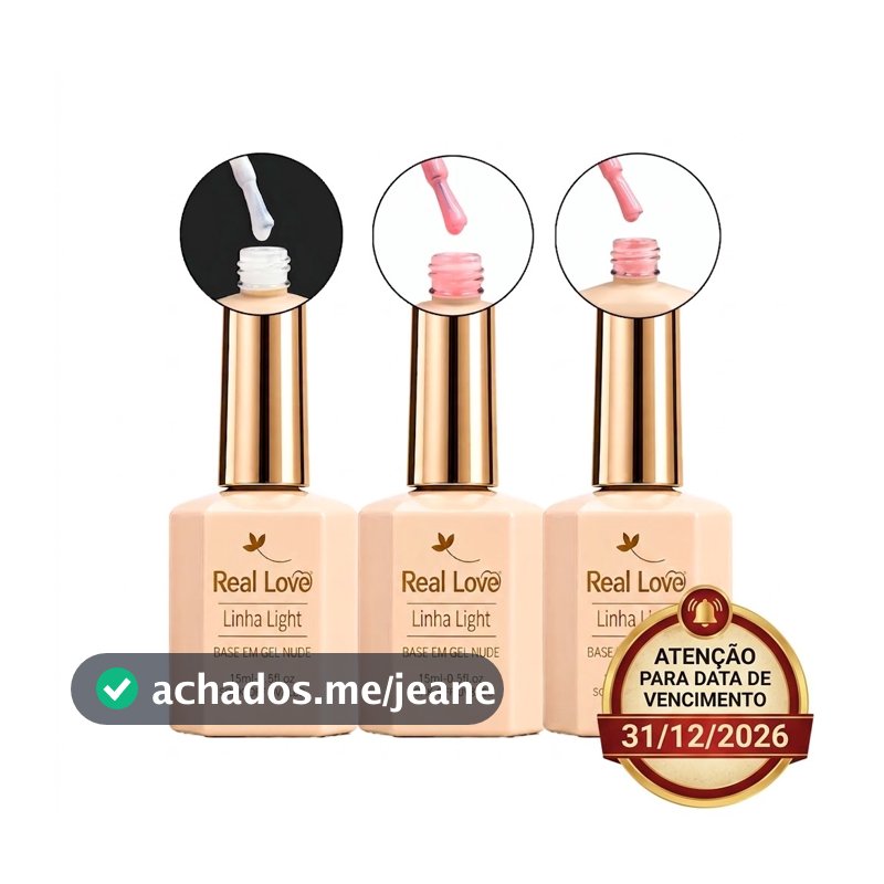 Kit Base em Gel Para Unhas Linha Light (3 ou 4 Unidades) Real Love