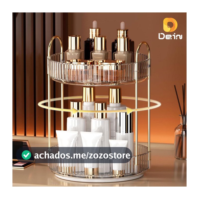 Organizador de Maquiagem Giratório – Suporte Multiuso 2/3 Andares p/ Cosméticos e Perfumes