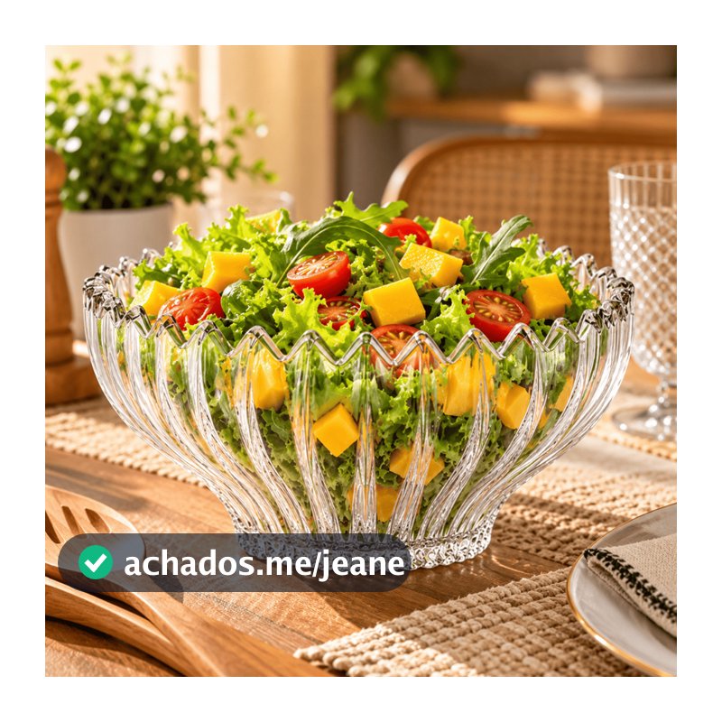 Saladeira de Vidro Brazilia 23cm 2,1L Bowl Tigela Salada Frutas Sobremesas Mesa Posta ENVIO IMEDIATO