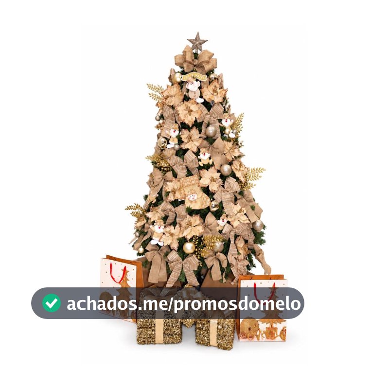 Kit de Enfeites Completo para Árvore de Natal 2,10m com Pisca LED Laços Flores Bolas Decoração Premium