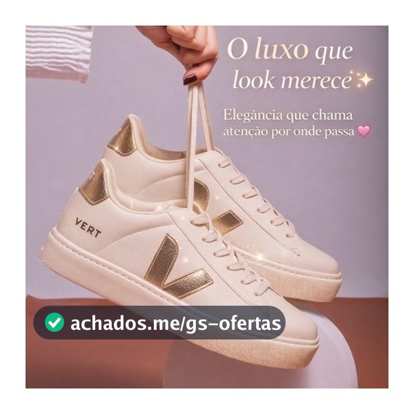 Tênis Feminino Soft Chic off com dourado estilo e elegancia