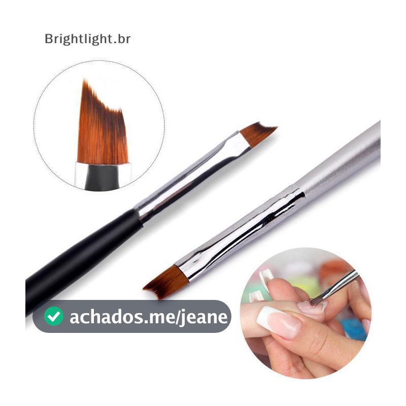 Pincel para Unhas Ponta Oblíqua Meia Lua, Pincel Francesa para Pintura Gel UV e Acrílico