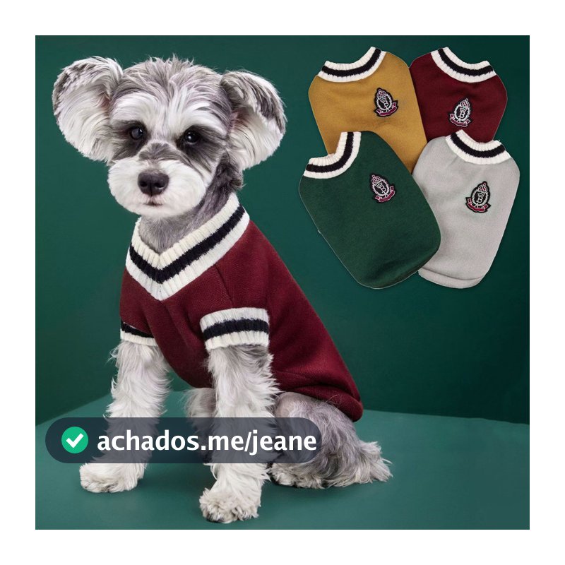 Faculdade Estilo Roupa Cachorro Pulôver Colete Suéter De Inverno Para Cães Gatos De Estimação Casaco