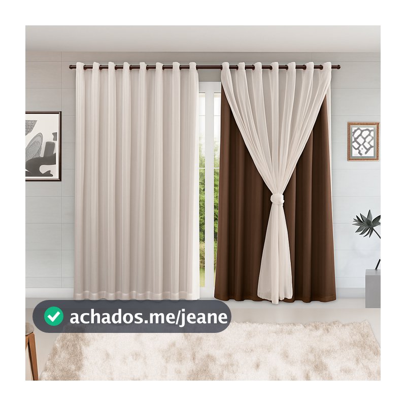 Cortina MADRI LUXO 3,00 x 2,50 c/ VOIL Branco - Decoração Quarto, Sala, Escritório, Janela ENVIO IMEDIATO