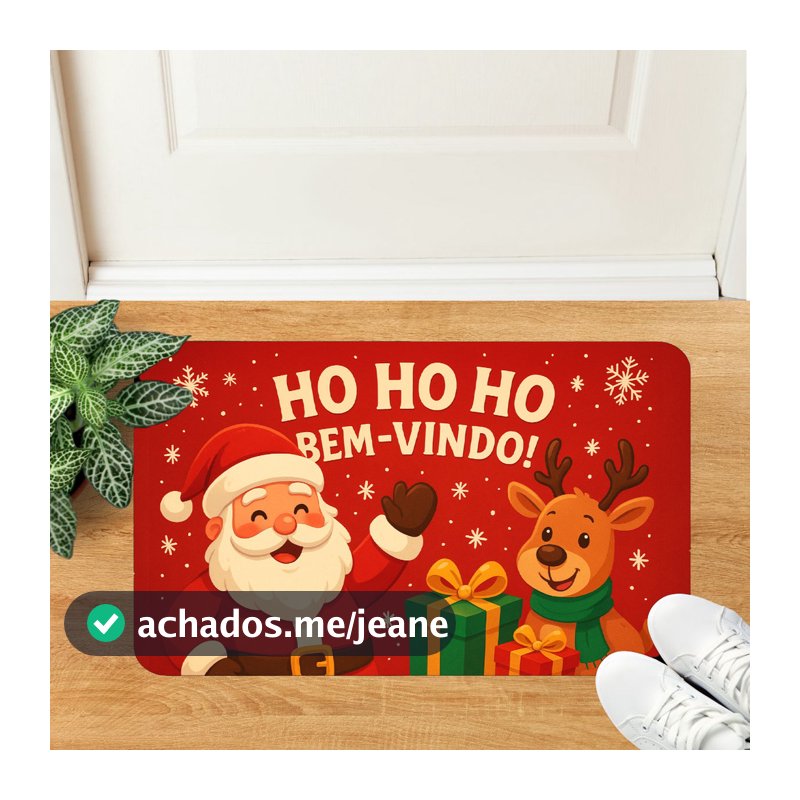 Tapete Decorativo Para Porta Decoração Natalina Feliz Natal Papai Noel Ho Ho Ho Bem Vindo