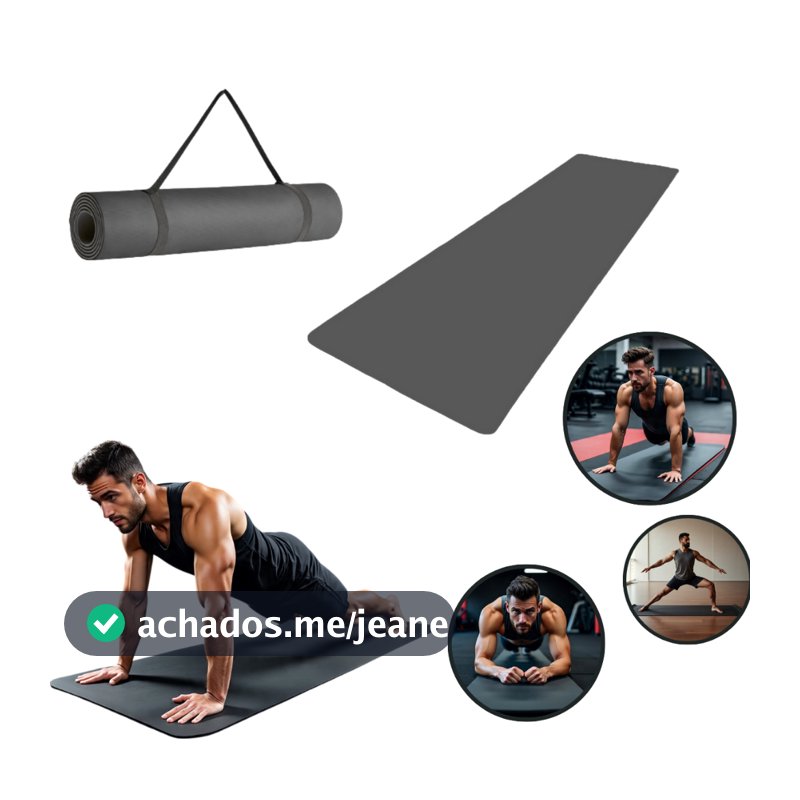 Tapete Yoga Mat Abdominal Prancha Corda 1,70mx55cmx5mm Exercício em Casa Colchonete Tatame