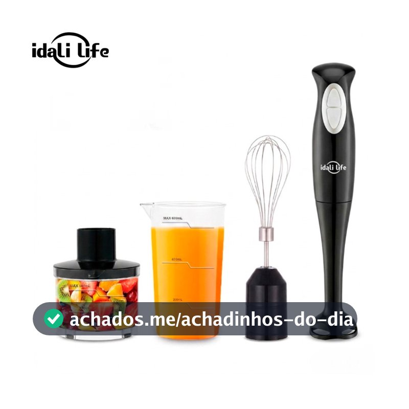 Mixer de Mão 3 em 1 300W 127v  Inox com Batedor de Ovos Triturador Misturador IDALI LIFE