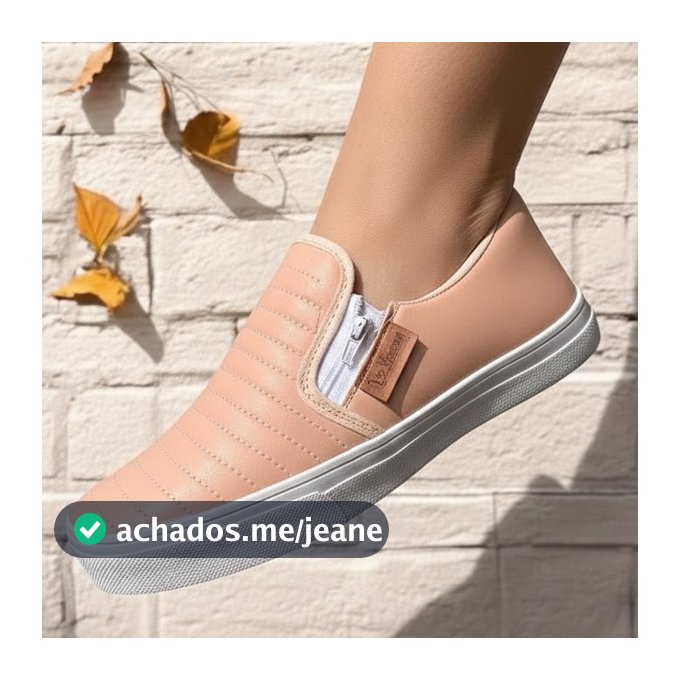 Tênis Sapatilha Slip On Feminino Zíper Bordado Listras Casual Calce Fácil Confortável