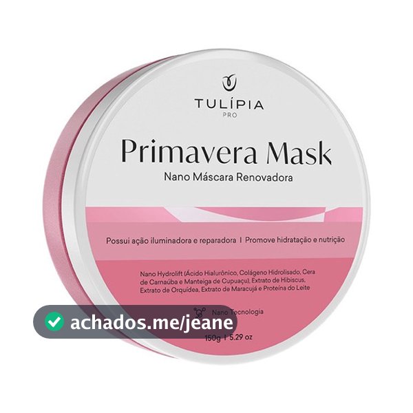 Máscara Facial Tulipia Primavera Mask 150g - Rejuvenescimento Hidratação Profunda e Proteção da Pele