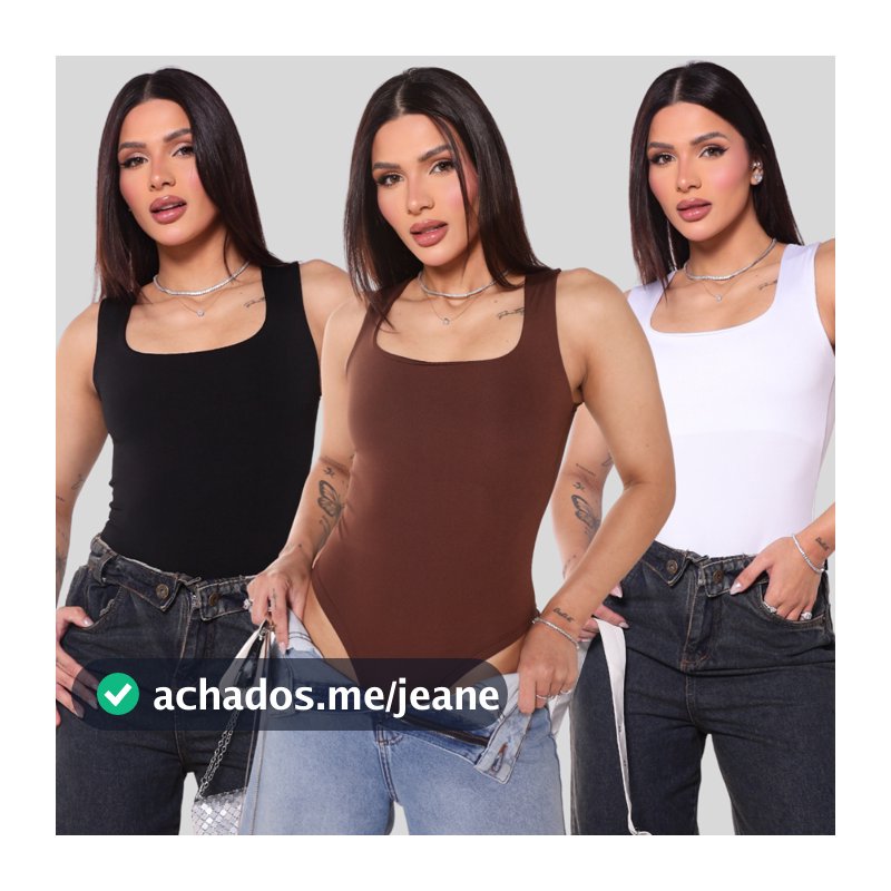 Kit 3 Body Feminino Alças Grossa Decote Quadrado Regata Básico Collant Casual