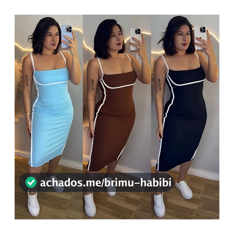 Vestido Midi Bicolor, Canelado Anna Ruga Alças Fina, Fenda Atrás Decote Reto, Colado, Verão Colorido