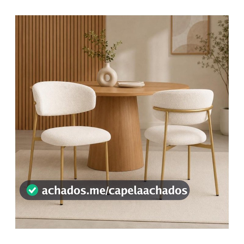 Kit 2 Cadeiras para Sala de Jantar Moderna em Courino ou Bouclê Premium | Base em Aço Carbono Reforçado | Elegante luxo