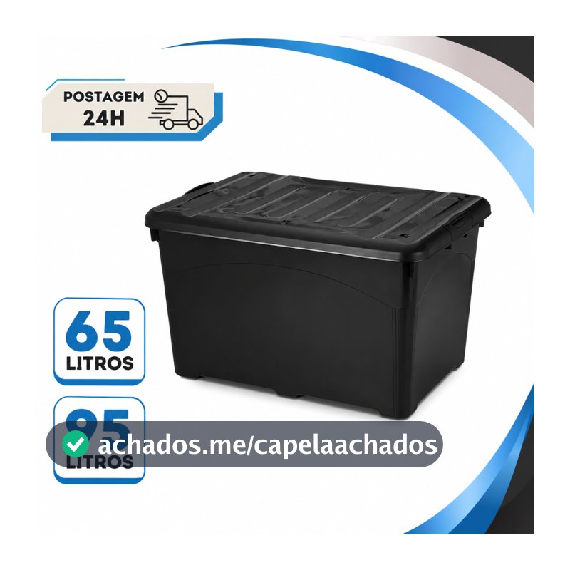 Caixas Organizadoras com Tampa 50 65 ou 95 Litros Caixa Resistente Multiuso Para Brinquedos
