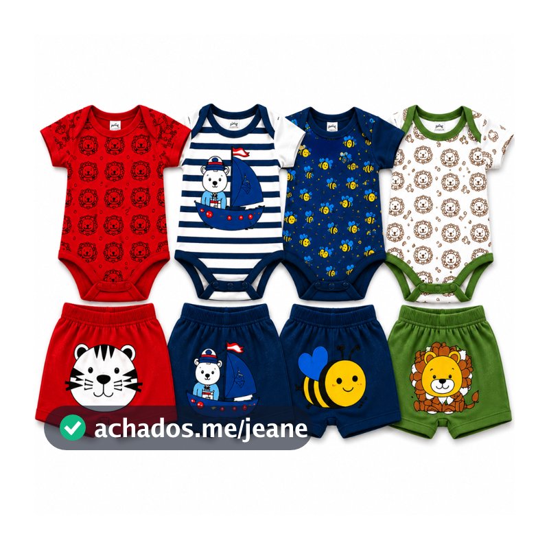 Kit 6 Peças Roupa De Bebê Body Menino Animado Estampado Algodão