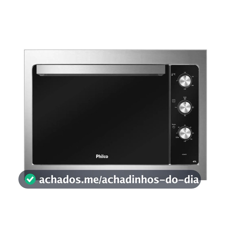 FORNO ELÉTRICO DE EMBUTIR PHILCO PFE47E PRETO COM BORDAS INOX 47L