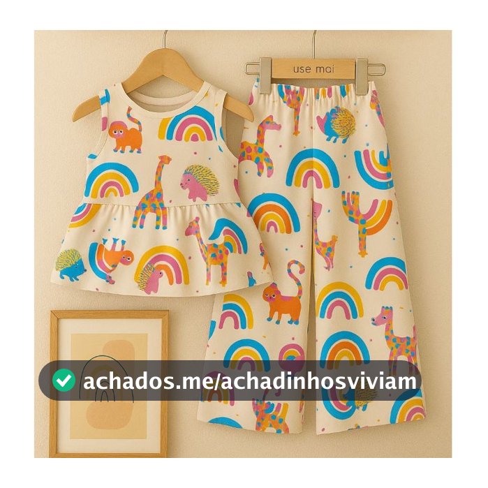 Roupa Infantil Menina Festa 2 anos a 12 anos - Blusa Babado + Calça Foral Pantacout