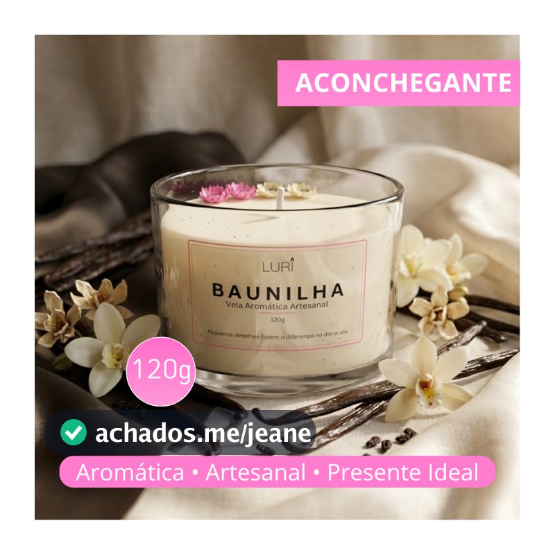Vela Aromática Baunilha 120g Aroma Intenso Relaxante Presente Decorativo LURI