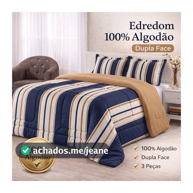 Edredom Solteiro Casal Queen Dupla Face Percal 100% Algodão 200 Fios