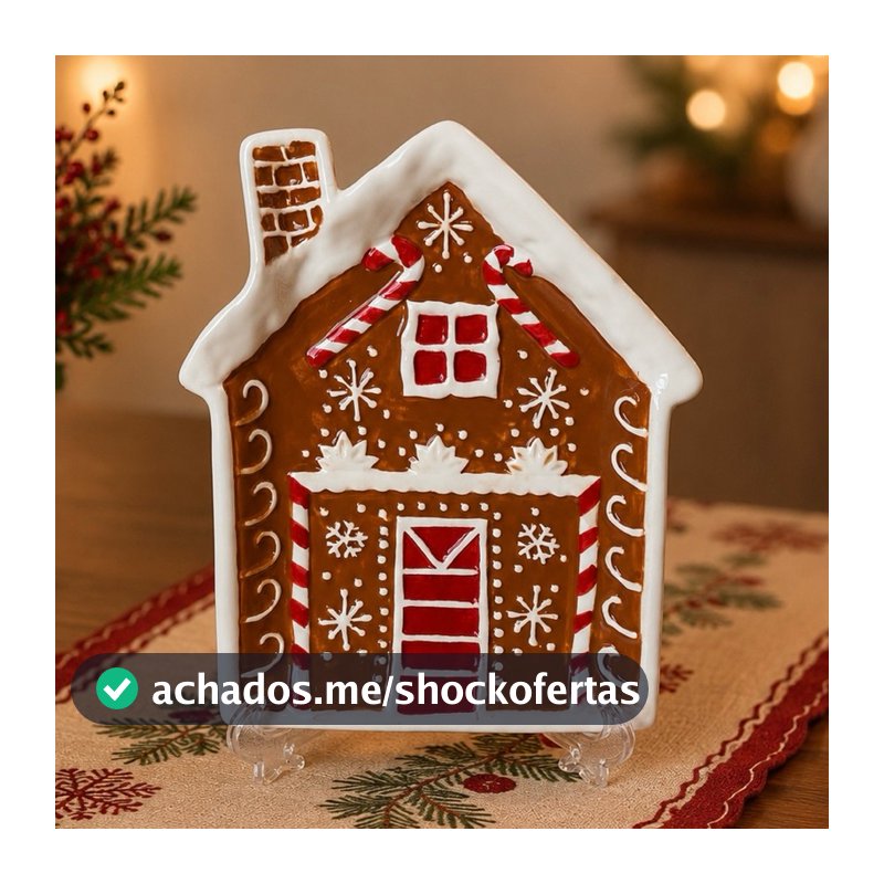 Bandeja De Porcelana Petisqueira de Natal Decoração Pratos Mesa Posta Natalina