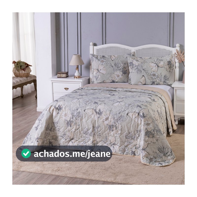 Kit Colcha Cobre Leito Dupla Face Casal 3 Peças 100% Algodão