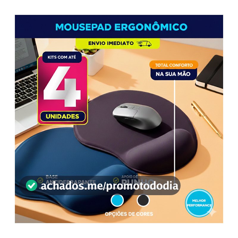 Mousepad Ergonômico Confort Desk Pad Grande Apoio Pulso Antiderrapante Escritório Gamer Confortavel