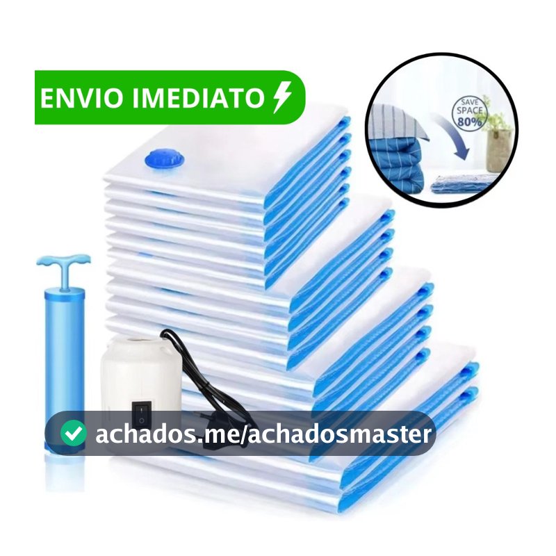 Kit Saco A Vácuo Grande Organizador Edredom Coberto Mala Roupa Viagem De Cama com Bomba Manual Tamanho Grande