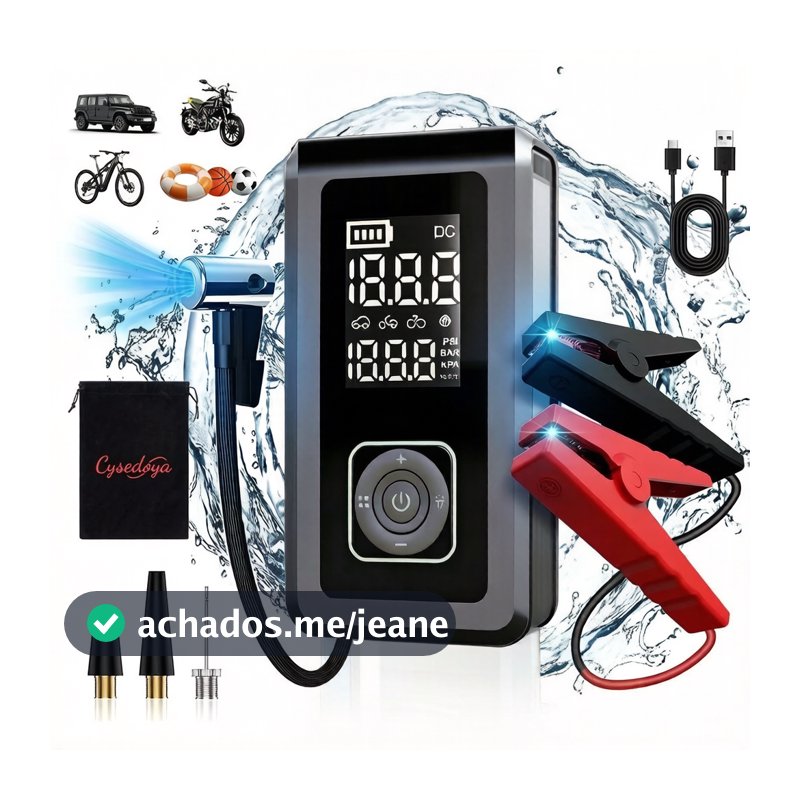 Auxiliar Partida Bateria 12V Portátil Multifuncional Compressor Ar Digital 150psi 26800 mhAPower Bank LED SOS Carro Mot