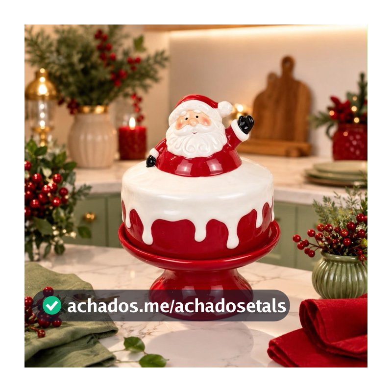 Porta bolo natalino porcelana
