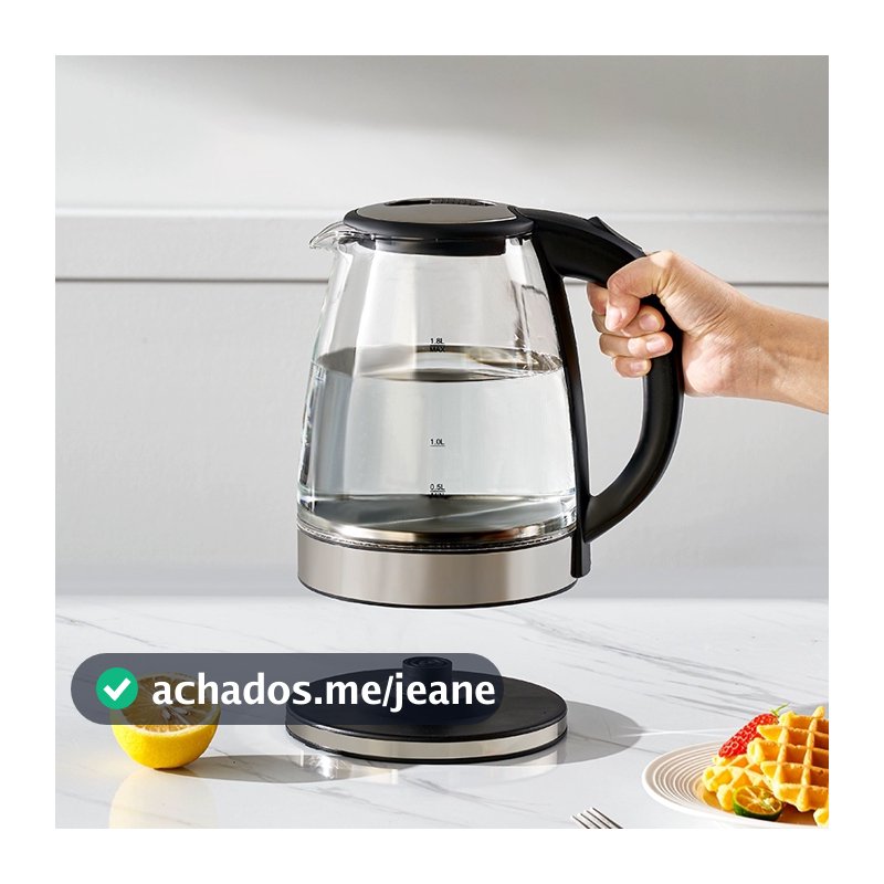 Chaleira Elétrica de Vidro/Inoxidável,1.8L 127V/220V Tampa e Desligamento Automático