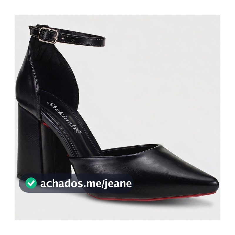 Scarpin Feminino Shekinah  Bico Fino Salto Alto Bloco Social Luxo Sola Vermelha Elegante
