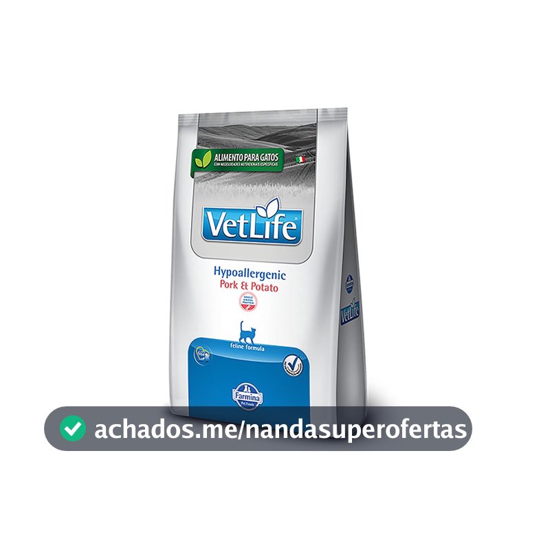 Ração Vet Life Gatos Hypoallergenic Porco e Batata 2kg