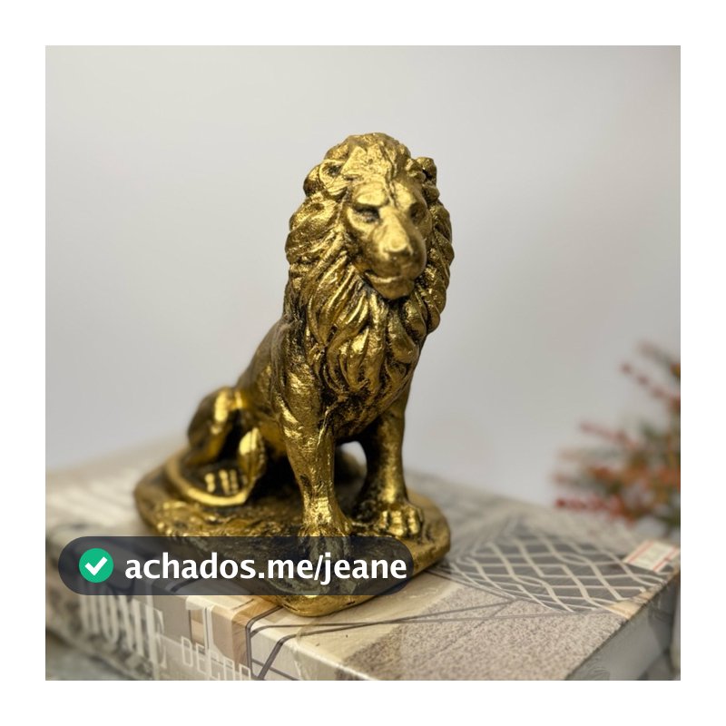 Escultura Estátua Leão Sentado Pequeno Luxo