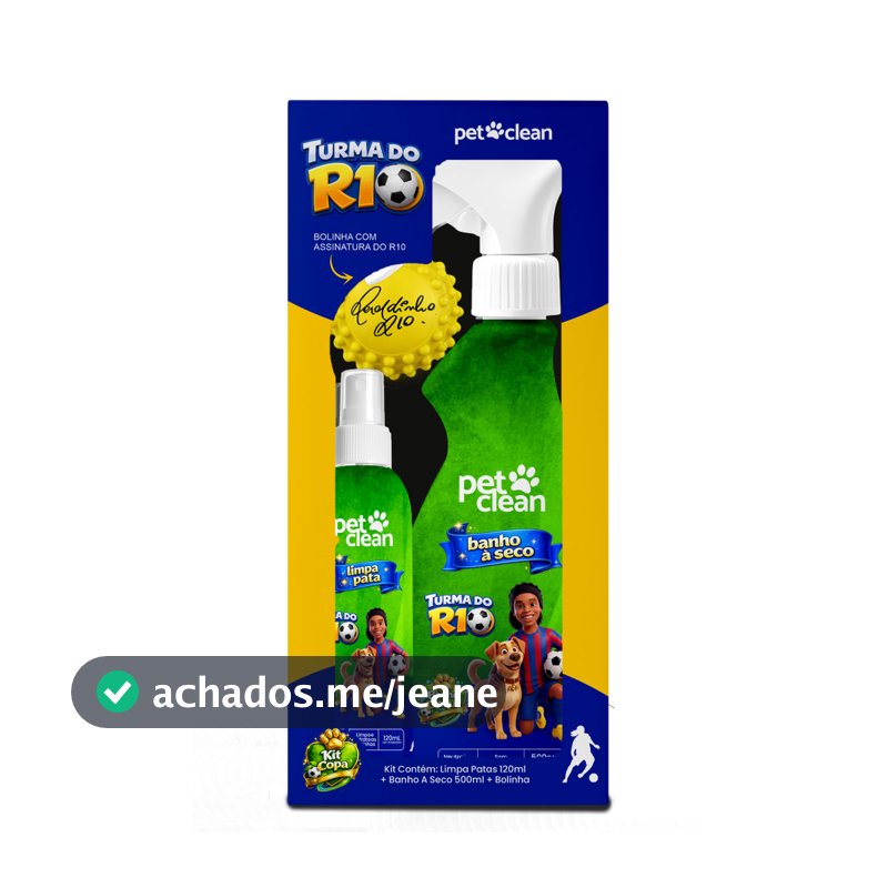 Kit Copa R10  Pet Clean Caes e Gatos Banho Seco Limpa Pata