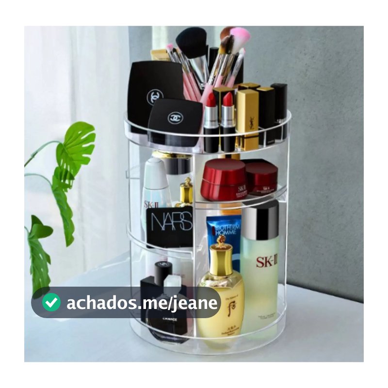 Organizador de Cosméticos/ Maquiagem Acrilico Expositor Giratório 360° Graus - Paramount