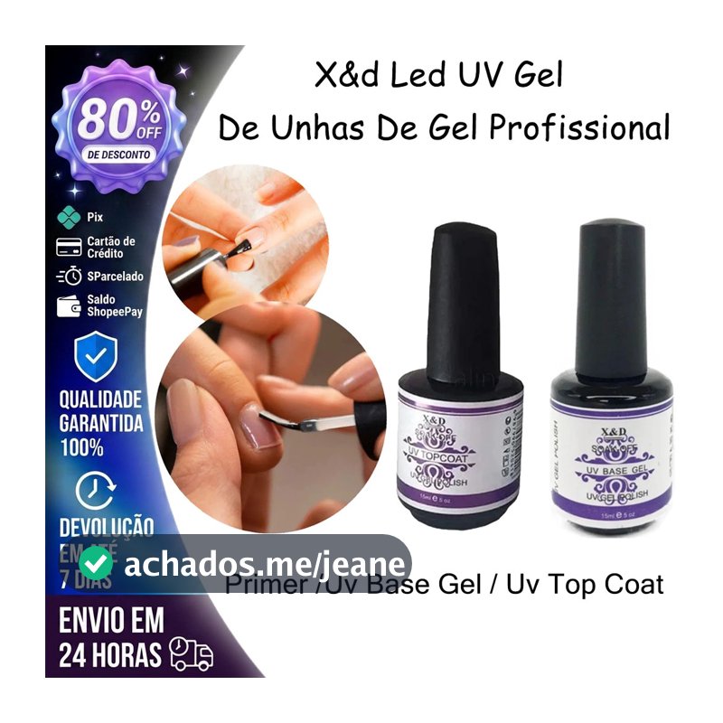 X&D - Primer /Uv Base Gel / Uv Top Coat ---  ROXO pronta entrega