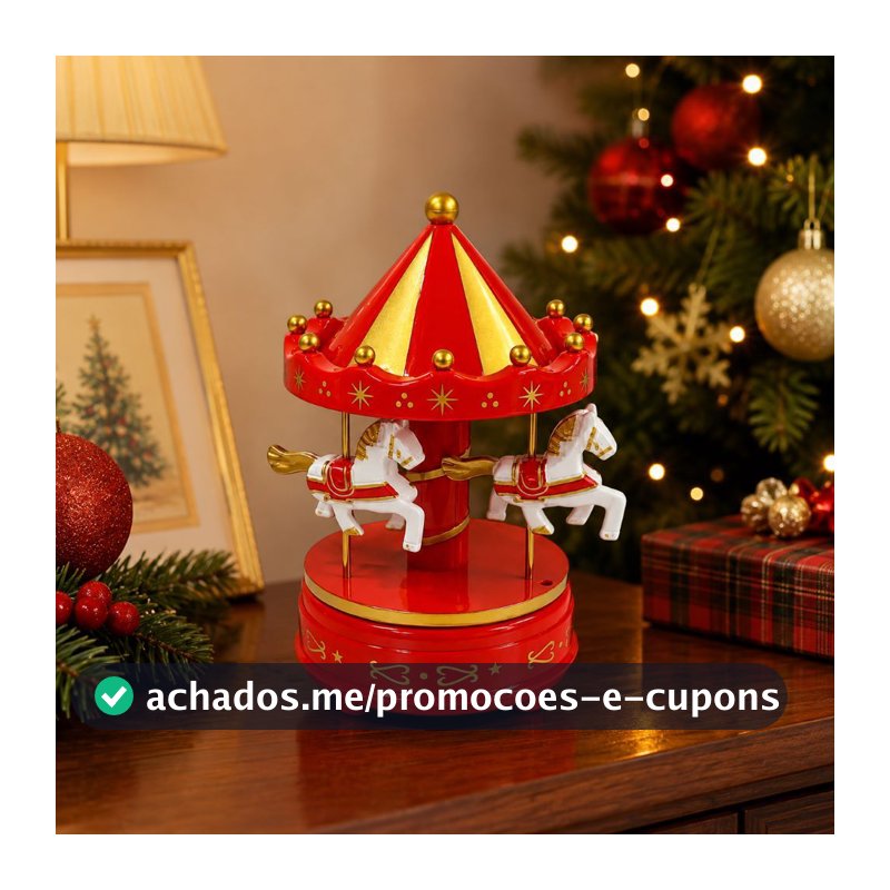 Enfeite De Natal Carrossel Musical 16cm Decoração Casa