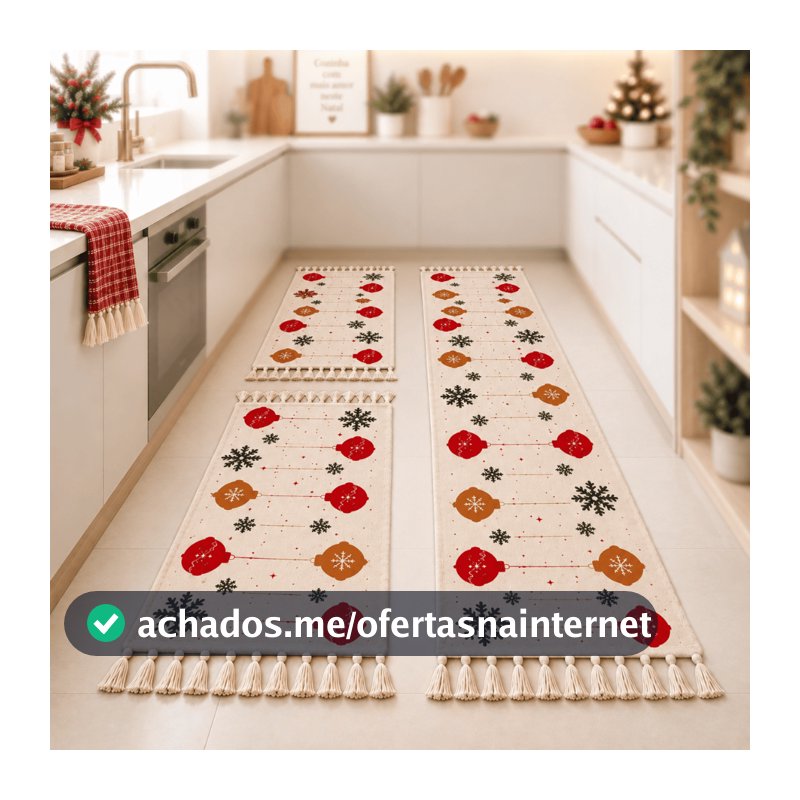 Jogo de Passadeira Natal 3 Peças de Tear Tapete de Cozinha Decoração Natal