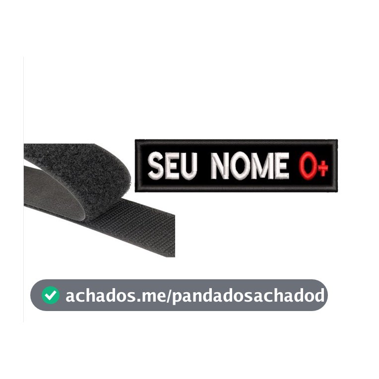 Patch Tarja com fecho de Contato Com seu Nome e Tipo Sanguíneo