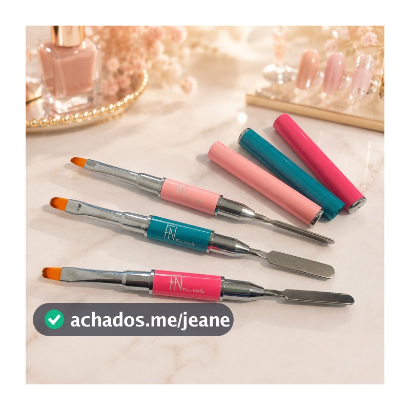 Pincel Lingua de Gato com Espátula para Aplicação de Gel de Unhas – 2 em 1 Fan Nails Tamanhos: 4 e 6