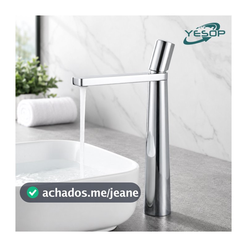 YESOP Torneira Banheiro Bancada Misturador Monocomando Alta 30cm Luxo Cromada Inox