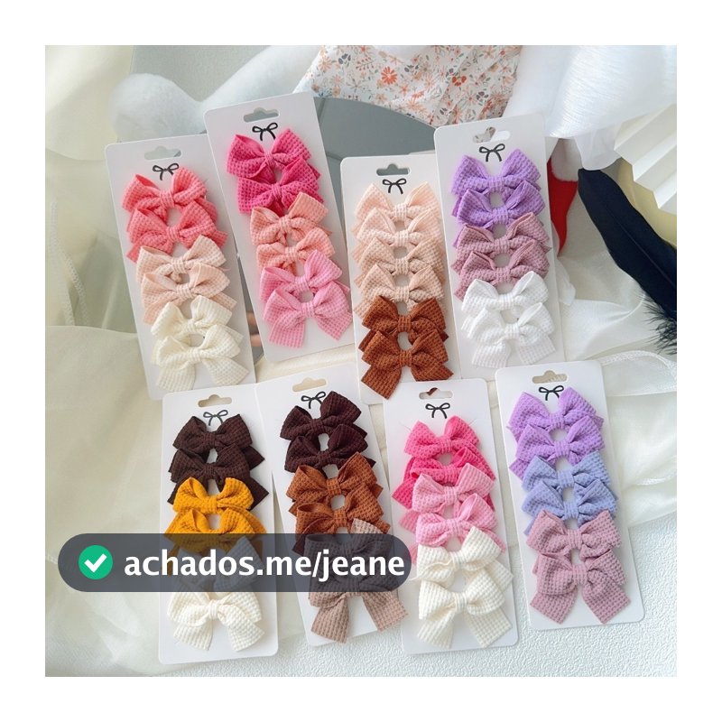 Kit 6 PRENDEDORES LAÇOS Clipes de Cabelo para Meninas Headwear Acessórios Feitos à Mão