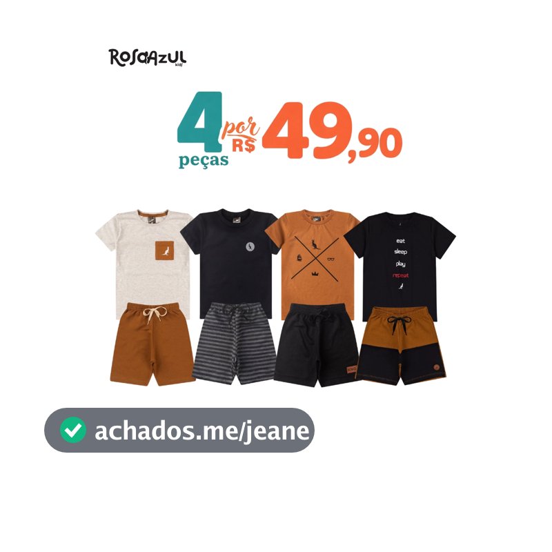 Kit 4 Peças 2 Conjunto Infantil Bebê Menino Verão Algodão Promoção 2 Camisas + 2 Shorts Envio Sortido