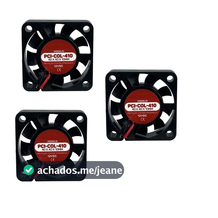Kit 03 Pçs Cooler Ventoinha 40x40x10mm 40mm 4cm 12v ventilador