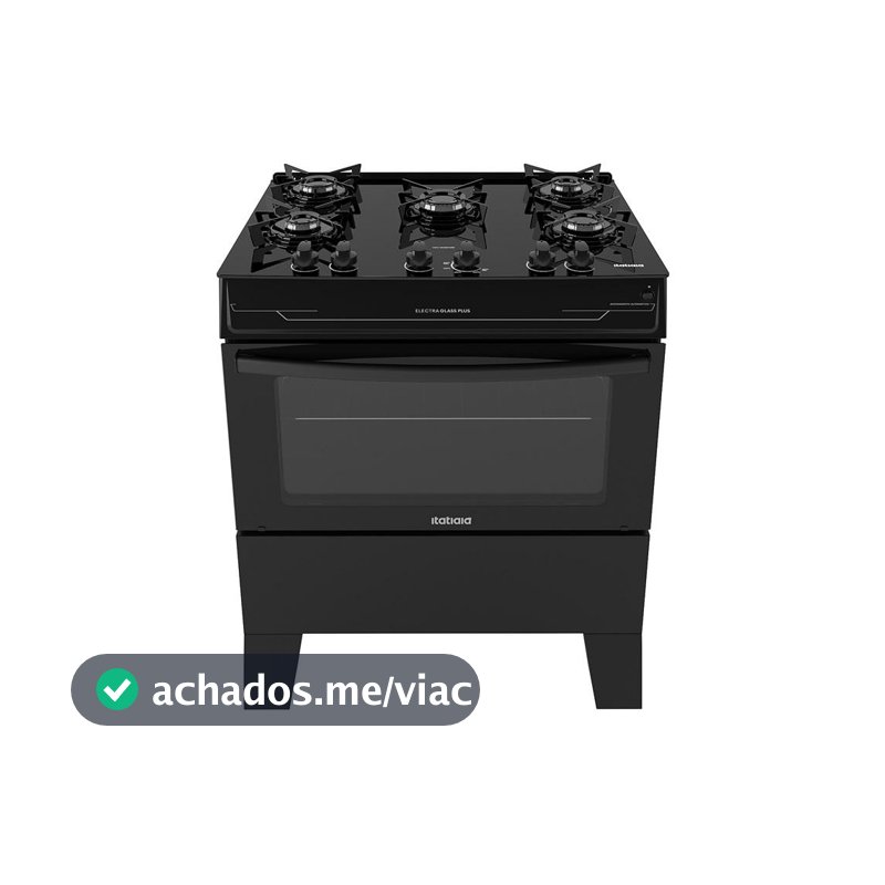 Fogão Itatiaia 5 Bocas Electra Glass Plus Preto Bivolt