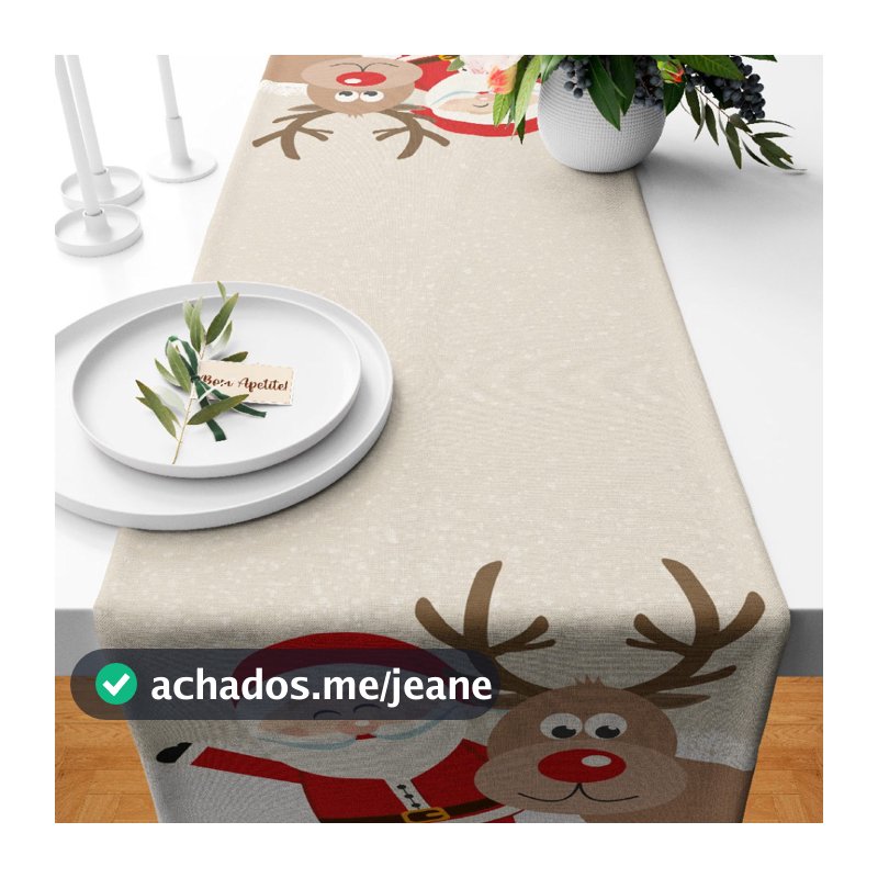 CAMINHO TRILHO DE MESA DECORAÇÃO DE NATAL 110X35CM NOEL FELIZ NATAL